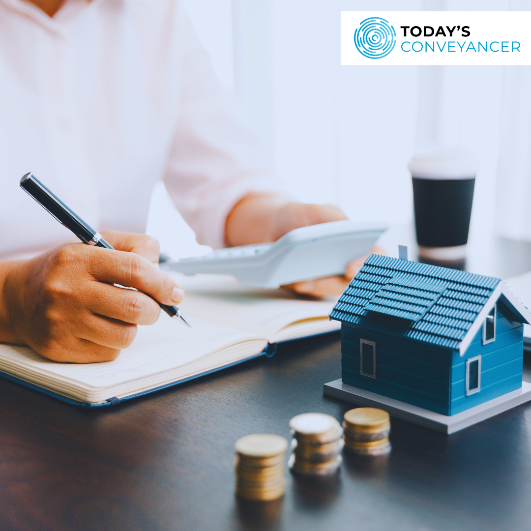 Legal professional with house and money in image